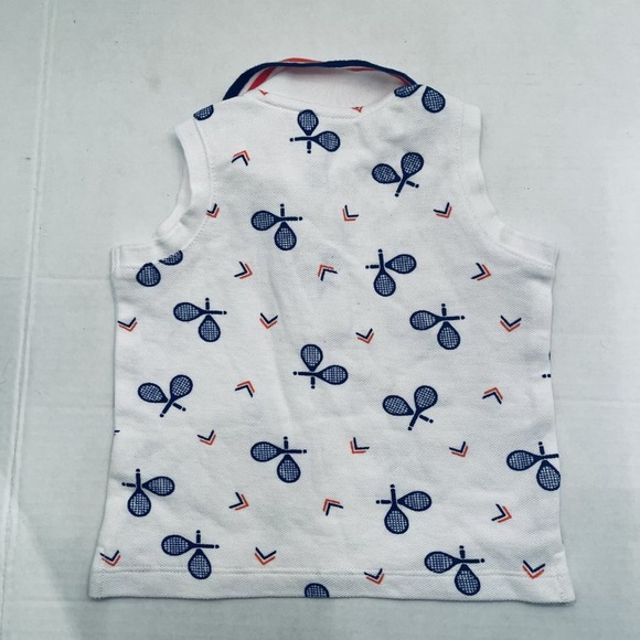 NWT Janie And Jack Infant White Sports Tennis Print Sleeveless Polo 12-18 Months - Picture 4 of 6